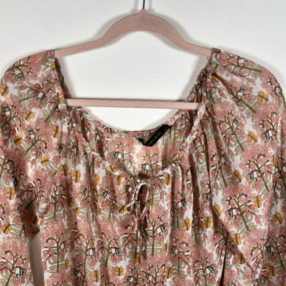 Zara Basic Floral Butterfly Blouse Women’s Size Small Pink Boho Peasant crochet - Picture 3 of 8